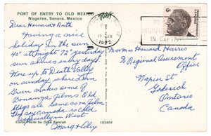 Port of Entry to Nogales, Sonora, Mexico Vintage Original Postcard # 0689 - Post Marked January 19, 1972