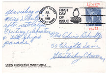 Load image into Gallery viewer, American Liberty, USA Vintage Original Postcard # 0741 - Post Marked July 4, 1986 - First Cover Cover
