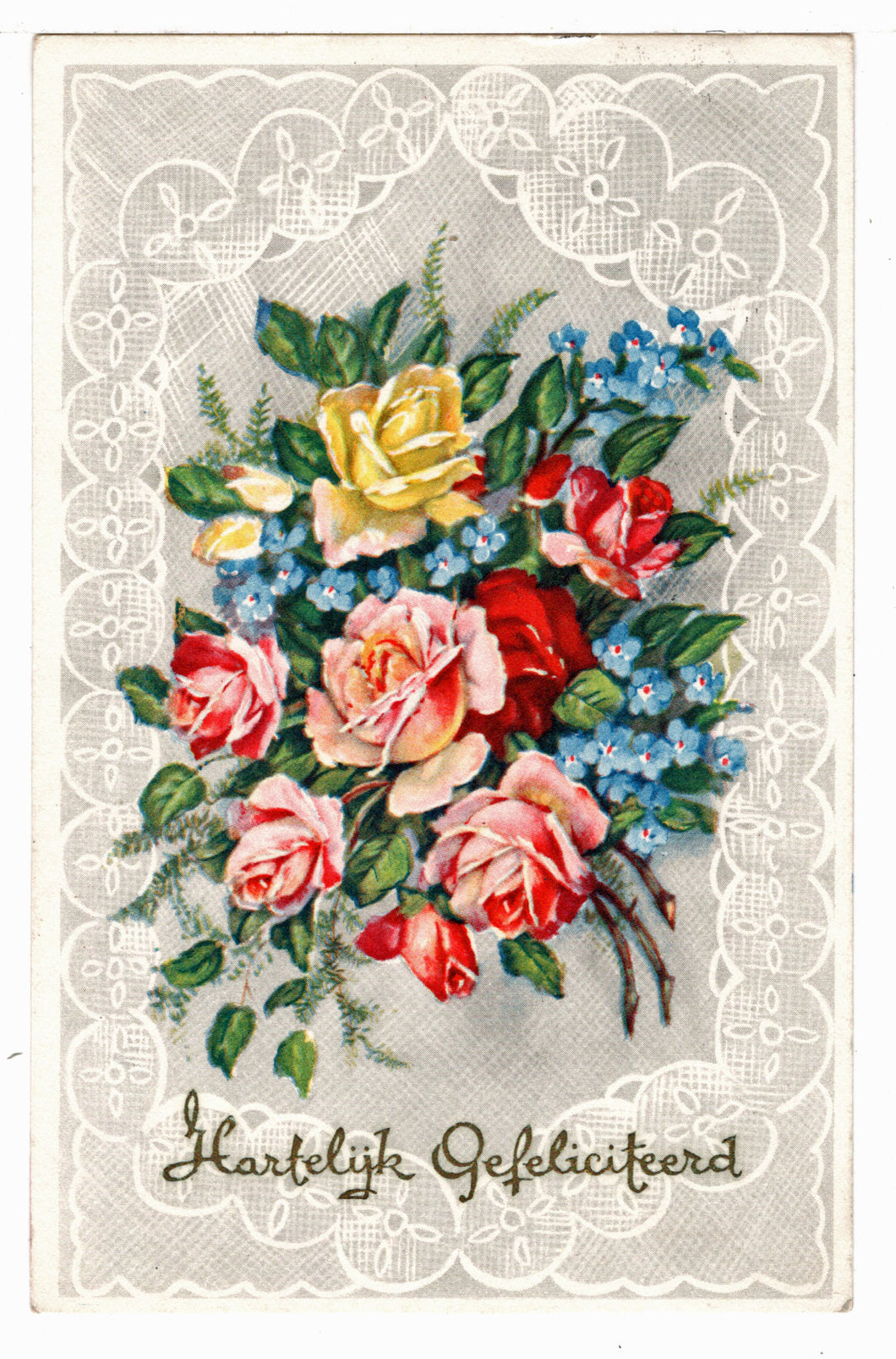 Congratulations - Hartelijk Gefeliciteerd Vintage Original Postcard # 0782 - Post Marked January 9, 1962