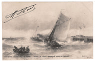 Fishing boat off the Trailer Treport by T. Weber Vintage Original Postcard # 0788 - Post Marked July 21, 1901