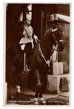 Load image into Gallery viewer, Lifeguardsman on Duty, Whitehall, London, England Vintage Original Postcard # 0814 - New 1930's - Real Photograph
