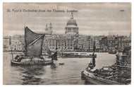 St. Paul's Catherdal from the Thames River, London, England Vintage Original Postcard # 0836 - New - Early 1900's