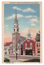 Load image into Gallery viewer, Old Trinity Church &amp; Independent Hose Company, Frederick, Maryland, USA Vintage Original Postcard # 0853 - Post Marked February 22, 1959

