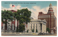 Library & Court House, New Haven, Connecticut, USA Vintage Original Postcard # 0857 - Post Marked July 1946
