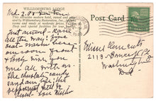 Load image into Gallery viewer, Williamsburg Lodge, Williamsburg, Virginia, USA - Vintage Original Postcard # 0859 - Post Marked June 29, 1949

