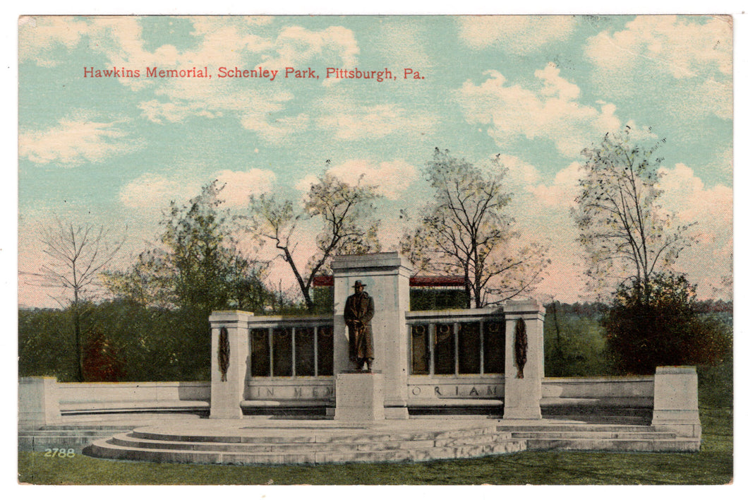 Hawkins Memorial Schenley Park, Pittsburgh, Pennsylvania, USA Vintage Original Postcard # 0868 - New - 1940's