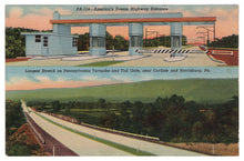 Load image into Gallery viewer, Opening of the Pennsylvania Turnpike &amp; Toll Gate, Harrisburg, Pennsylvania, USA Vintage Original Postcard # 0869 - New - 1940&#39;s
