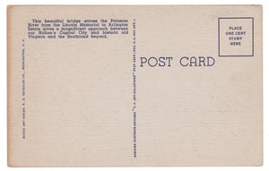 Arlington Memorial Bridge, Washington, D.C. USA Vintage Original Postcard # 0875 - New - 1940's