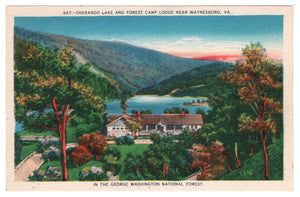 Sherando Lake & Forest Camp Lodge, Waynesboro, USA Vintage Original Postcard # 0877 - 1940's