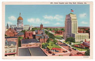 State Capitol & City Hall, Atlanta, Georgia, USA Vintage Original Postcard # 0882 - New - 1940's