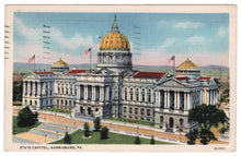 Load image into Gallery viewer, State Capitol, Harrisburg, Pennsylvania, USA Vintage Original Postcard # 0885 - Post Marked March 17, 1939

