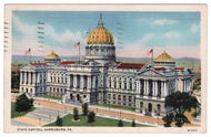 State Capitol, Harrisburg, Pennsylvania, USA Vintage Original Postcard # 0885 - Post Marked March 17, 1939
