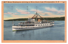 Load image into Gallery viewer, M.V. Mount Washington Ship, Weirs Beach, Lake Winnipesaukee, New Hampshire, USA Vintage Original Postcard # 0901 - Post Marked August 31, 1955
