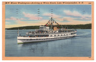 M.V. Mount Washington Ship, Weirs Beach, Lake Winnipesaukee, New Hampshire, USA Vintage Original Postcard # 0901 - Post Marked August 31, 1955