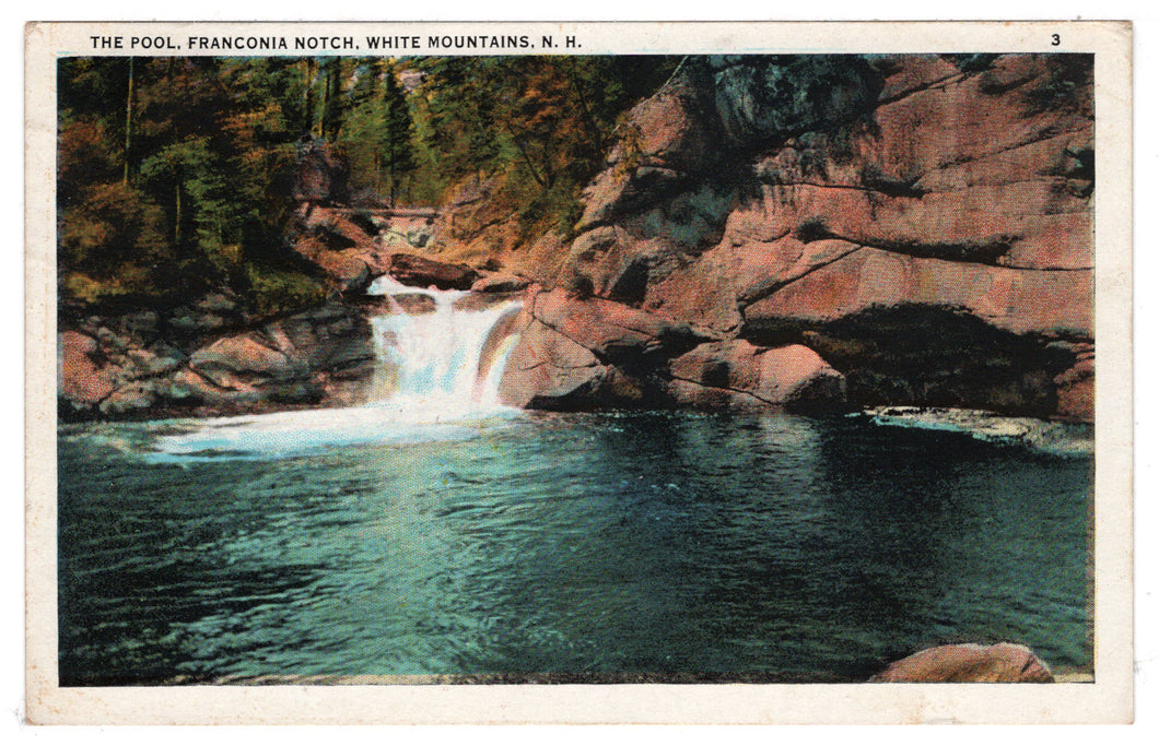 Franconia Notch, White Mountains, New Hampshire, USA Vintage Original Postcard # 0904 - Post Marked September 7, 1938