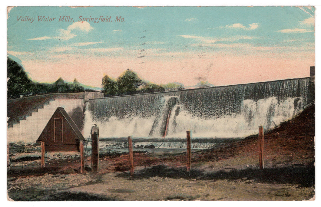 Valley Water Mills, Springfield, Missouri, USA Vintage Original Postcard # 0939 - Post Marked June 8, 1911