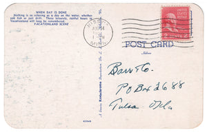 When Day Is Done - Scenic Lake View, USA Vintage Original Postcard # 4607 - Post Marked August 14, 1952