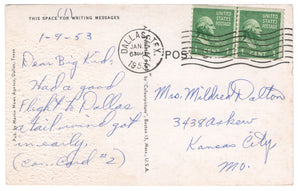 Love Field Air Terminal, Dallas, Texas, USA Vintage Original Postcard # 4610 - Post Marked January 9, 1953