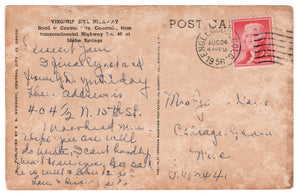 Virginia Hill Highway, Virginia, USA Vintage Original Postcard # 4645 - Post Marked August 24, 1956