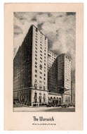 Warwick Hotel, Philadelphia, Pennsylvania, USA Vintage Original Postcard # 4654 - New - 1940's