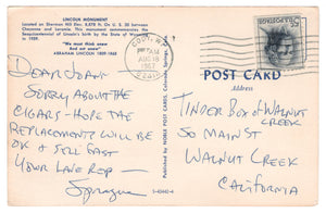 Lincoln Monument, Sherman Hill, Wyoming, USA Vintage Original Postcard # 4656 - Post Marked August 18, 1967