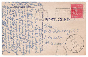 Bolder Falls, Bolder Canyon, Colorado, USA Vintage Original Postcard # 4680 - Post Marked June 24, 1952