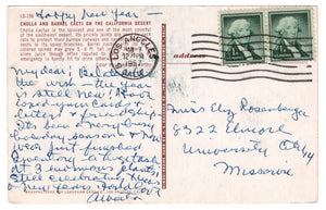 Cholla and Barrel Cacti on the California Desert, USA Vintage Original Postcard # 4717 - Post Marked January 7, 1957