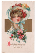 Birthday Blessings Be Yours Vintage Original Postcard # 4729 - Early 1900's