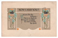 How I Miss You! - Greetings Vintage Original Postcard # 4739 - Post Marked 1930's