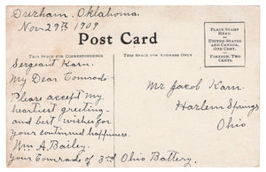 Greetings Vintage Original Postcard # 4741 - November 29, 1909