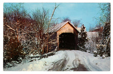 Load image into Gallery viewer, Old Covered Bridge, Halpin Bridge in Middlebury, Vermont, USA Vintage Original Postcard # 4501 - 1960&#39;s
