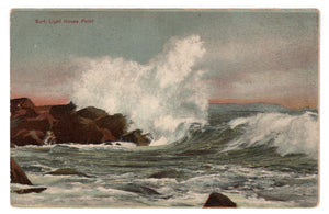 Surf Lighthouse Point, Rhode Island, USA Vintage Original Postcard # 4507 - 1930's