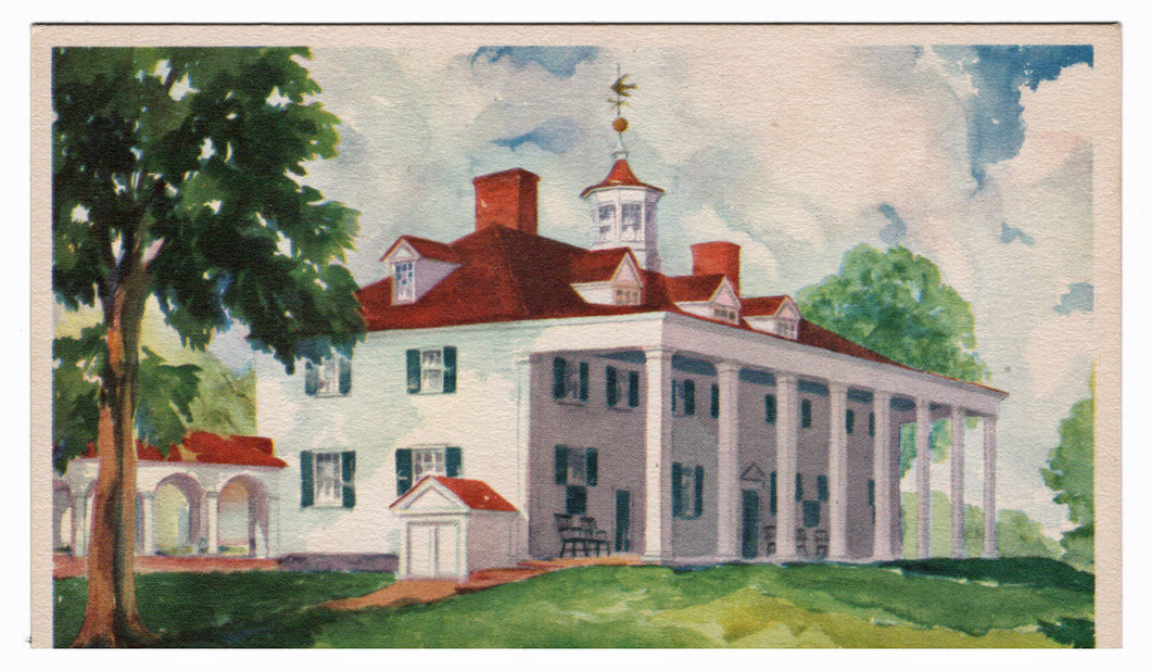 Mount Vernon, Virginia, USA - East Front facing the Potomac Vintage Original Postcard # 4510 - 1950's