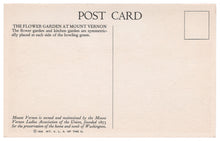 Load image into Gallery viewer, Mount Vernon, Virginia, USA - The Flower Garden Vintage Original Postcard # 4511 - 1950&#39;s
