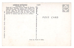 Antietam Battlefield, Sharpsburg, Maryland, USA - Colonel Joseph W. Hawley Vintage Original Postcard # 4520 - New - 1960's