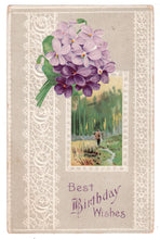 Load image into Gallery viewer, Best Birthday Wishes Vintage Original Postcard # 4555 - Post Marked March 6, 1918
