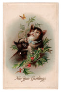 New Year Greetings Vintage Original Postcard # 4563 - Post Marked January 1, 1910