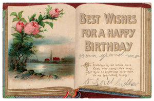 Best Wishes For A Happy Birthday Vintage Original Postcard # 4572 - Early 1900's