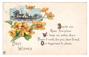 Best Wishes Vintage Original Postcard # 4589 - Early 1900's