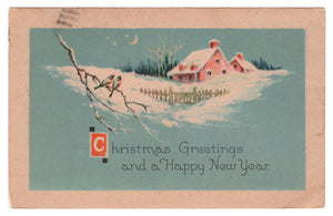 Christmas Greetings and a Happy New Year Vintage Original Postcard # 4596 - Post Marked December 22, 1924