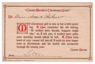 Cousin Martha's Christmas Letter Vintage Original Postcard # 4597 - Early 1900's