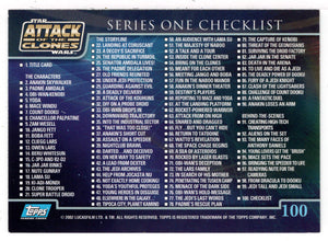 Checklist - Star Wars - Attack of the Clones - 2002 Topps # 100 - Mint
