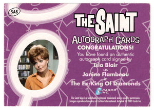 Isla Blair as Janine Flameau (Trading Card) The Very Best of The Saint - 2003 Cards Inc Autograph Card # SA8 - Mint