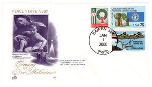 United States Postage Stamps - # 1205 - # 2804 - # C 115 - Greeting the New Millennium - Event Cover