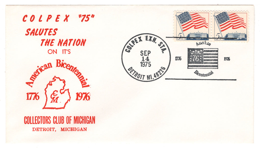 United States Postage Stamps - # 1208 - CALPEX '75 Michigan - Event Cover - Red Cachet