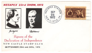 United States Postage Stamps - # 1456 - NECAPEX '72 - Signers of the Declaration of Independence - Event Cover