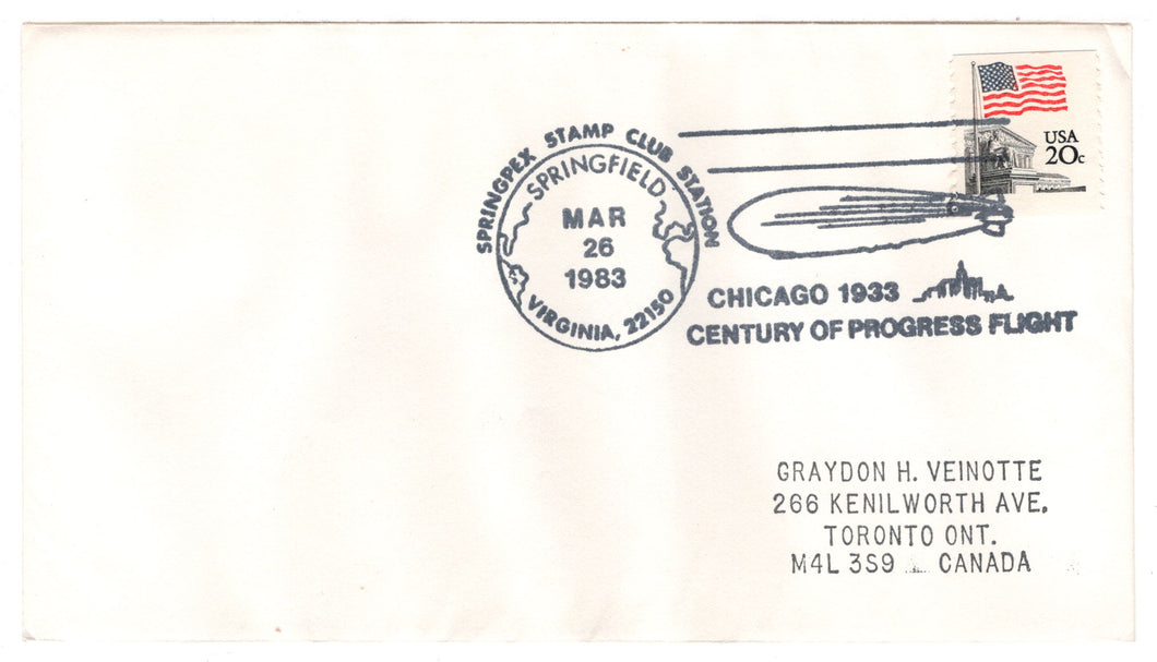 United States Postage Stamps - # 1895 - SPRINGEX 83 Springfield, Virginia - Event Cover