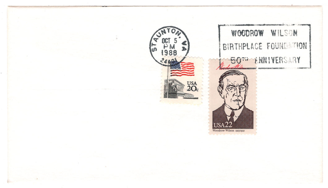 United States Postage Stamps - # 1894 - # 2218i - Woodrow Wilson Birthplace Foundation - Event Cover