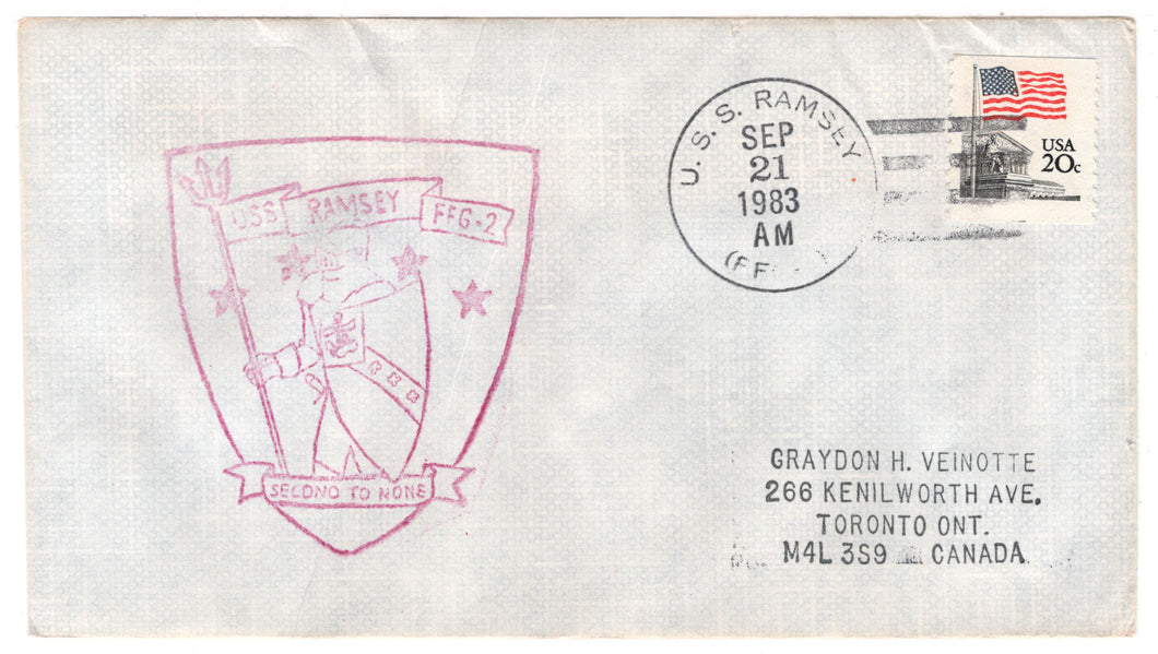 United States Postage Stamps - # 1895 - USS Ramsey FFG-2 - Event Cover