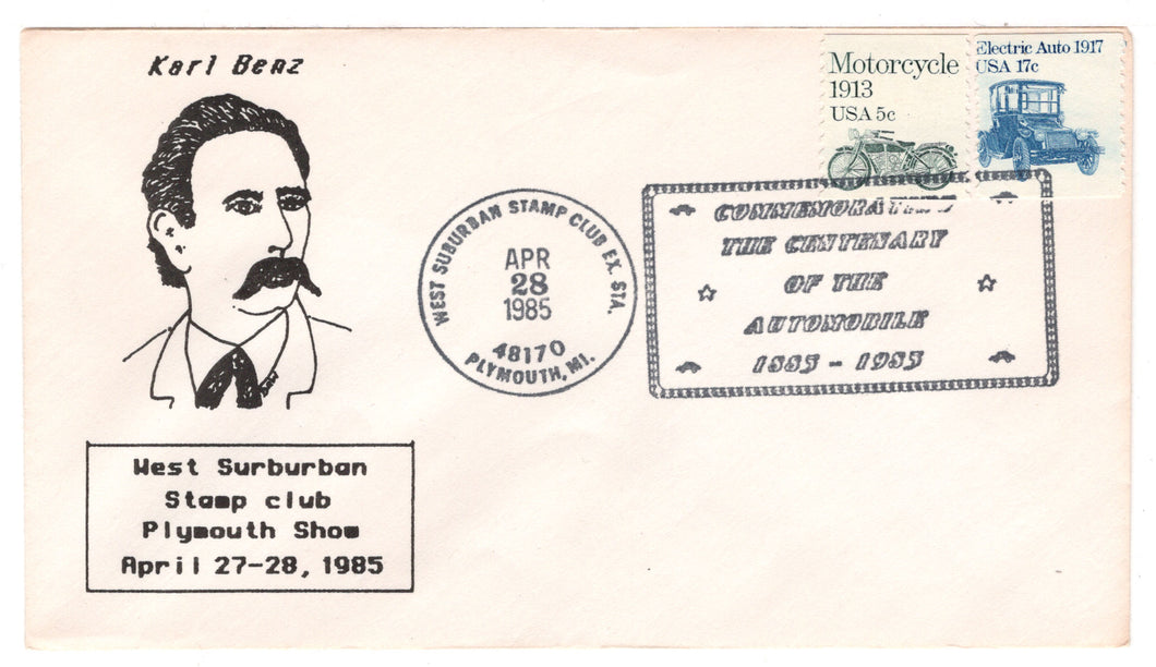 United States Postage Stamps - # 1899 - # 1906 - Karl Benz - Centennial of thr Automobile - Event Cover